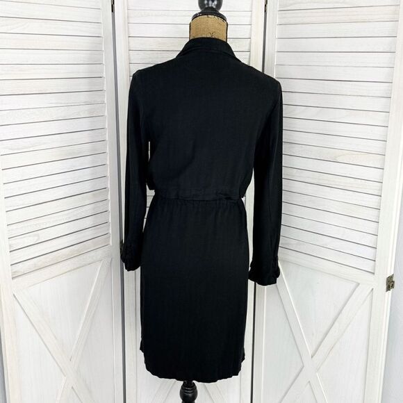 Elodie Waterfall Linen Blend Cardigan Topper Jacket Black XS Open - Picture 5 of 14